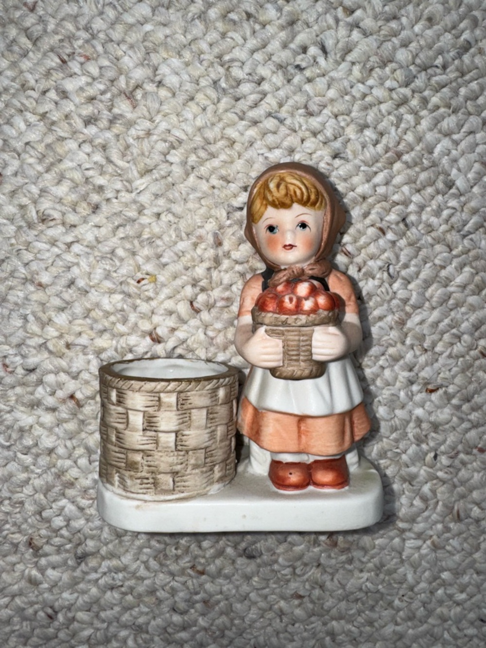 Vintage Wagner & Apel Porcelain Girl Figurine with Basket of Apples